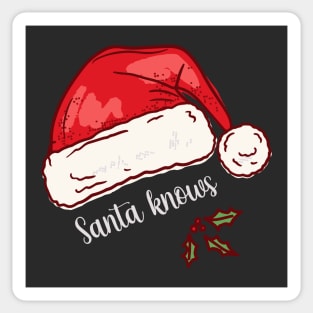 Santa Knows Hat Sticker